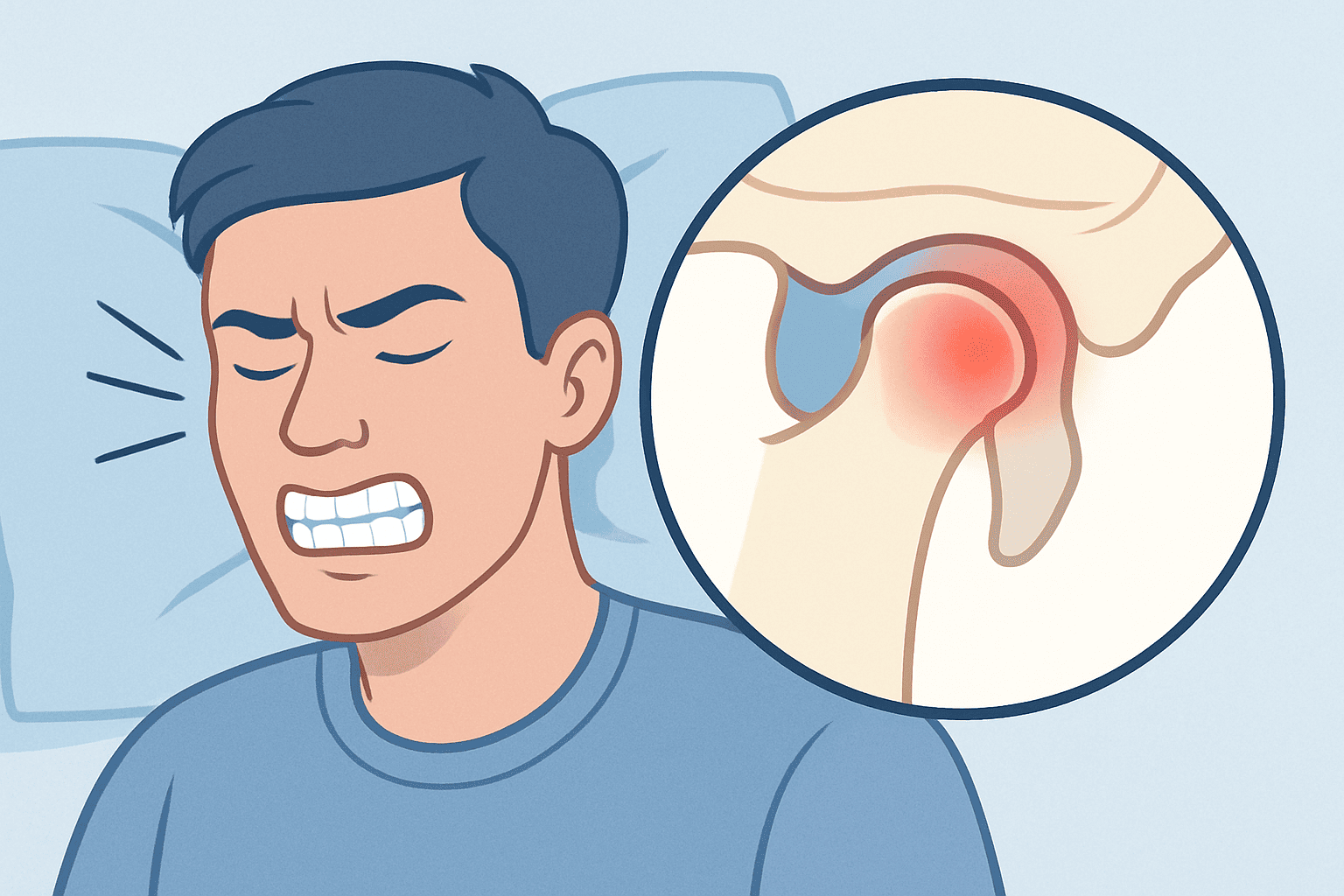 歯ぎしりや食いしばりが顎関節症の原因になるイラスト